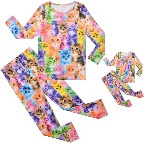 Vista 77 de QPANCY Conjunto de pijamas a juego para niñas y muñecas, pijamas de manga larga para otoño e invierno