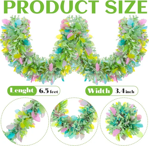 Vista 2 de 6 guirnaldas metálicas de Pascua con purpurina de 6.5 pies, guirnaldas gruesas de colores mezclados, guirnaldas metálicas de oropel brillante