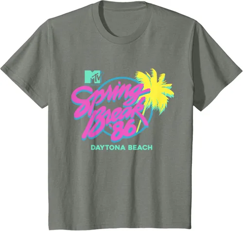 Vista 44 de MTV Camiseta de cuello redondo de ajuste clásico - Spring Break Daytona Beach, negro, adulto, manga corta, algodón y poliéster