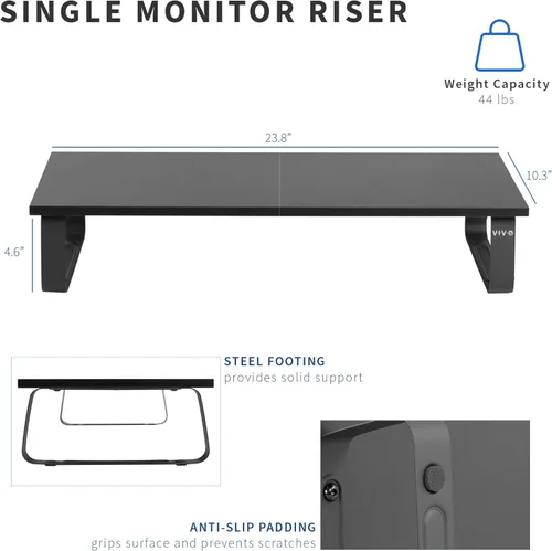 Vista 3 de VIVO Soporte para monitor y portátil, elevador de escritorio de 24 pulgadas, negro, STAND-V000D
