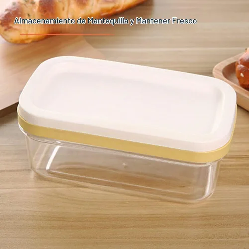 Vista 4 de UNIVIVO Cortador de Mantequilla de Plástico, Envase de Mantequilla con Tapa para Nevera, Corte Fácil de Dos Barras de Mantequilla de 4oz