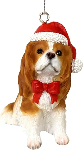 Vista 12 de Yuletide Designs Figura de perro adornos de Navidad con sombreros de Papá Noel