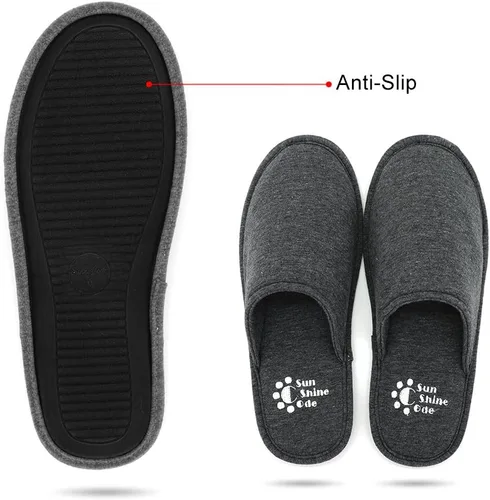 Vista 4 de Sunshine Code Pantuflas lavables de algodón de espuma viscoelástica para hombre con bolsa de viaje a juego para el hogar, hotel, spa, dormitorio