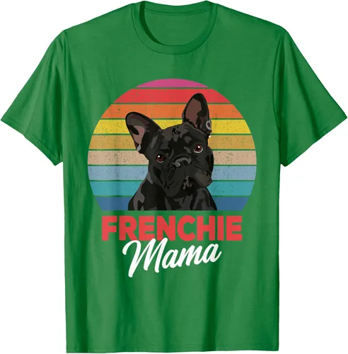 Vista 5 de Frenchie Mama - Camiseta divertida de regalo para niñas y perros Bulldog Francés, Negro, S