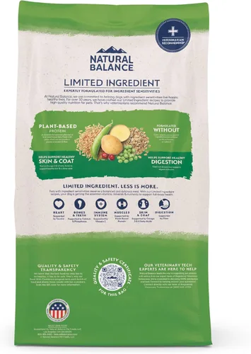 Vista 11 de Natural Balance Alimento seco para perros adultos de ingredientes limitados con proteína vegana a base de plantas y granos saludables, receta