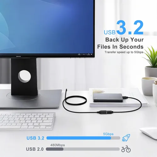 Vista 2 de Cable de extensión USB A de 6 pies, extensor de cable USB, USB 3.0 de alta velocidad, cable de extensión macho a hembra, cable de impresora a USB