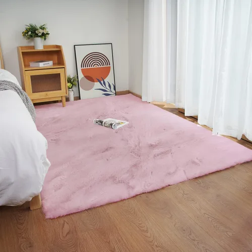 Vista 9 de Ghouse Alfombra ultrasuave de pelo sintético de conejo 2x3, alfombras lavables a máquina para dormitorio, alfombras esponjosas para sala de estar