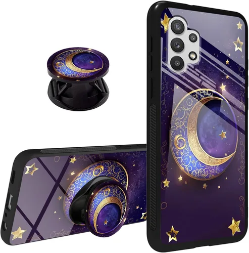 Vista 10 de Funda para Samsung Galaxy A32 5G agarre de teléfono con soporte extensible soporte soporte soporte, TPU suave parachoques a prueba de golpes