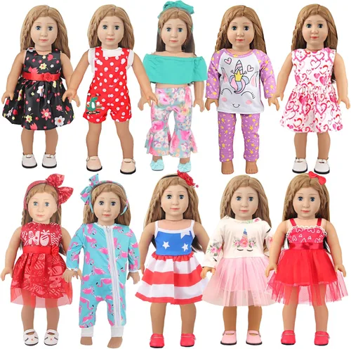 Vista 12 de MSYO 10 juegos (19 piezas) de ropa de muñeca para muñecas de 17 a 18 pulgadas, trajes diversos