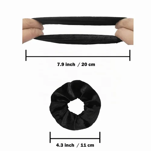 Vista 3 de IVARYSS Coleteros para mujer, 12 coleteros de terciopelo negro para el cabello, soporte suave para coleta de caballo para niñas, bandas elásticas