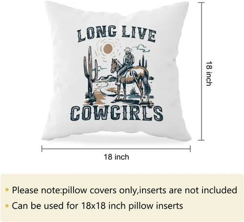 Vista 5 de HONLUNG Long Live - Fundas de almohada de vaqueras retro occidentales, fundas de almohada decorativas de 18 x 18 pulgadas para el hogar, dormitorio