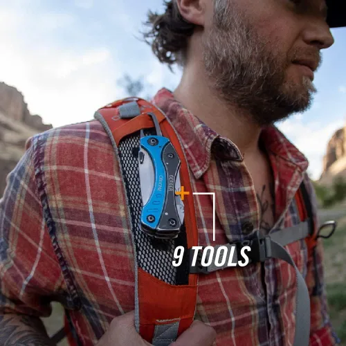Vista 4 de Gerber Gear Crucial Multitool EDC Cuchillo de bolsillo con alicates de punta de aguja y clip, azul