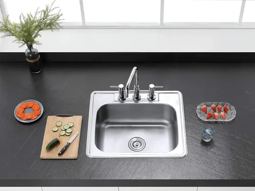 Vista 2 de Kingston GKTS2520 - Fregadero de cocina de un solo tazón, acero inoxidable cepillado