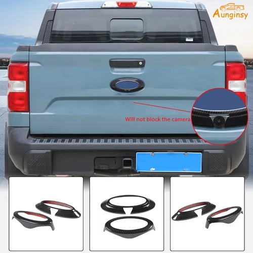 Vista 6 de Emblemas delanteros y traseros para auto, anillo, cubierta, compatible con Ford Maverick 2022-2024, emblema de maletero trasero, emblema