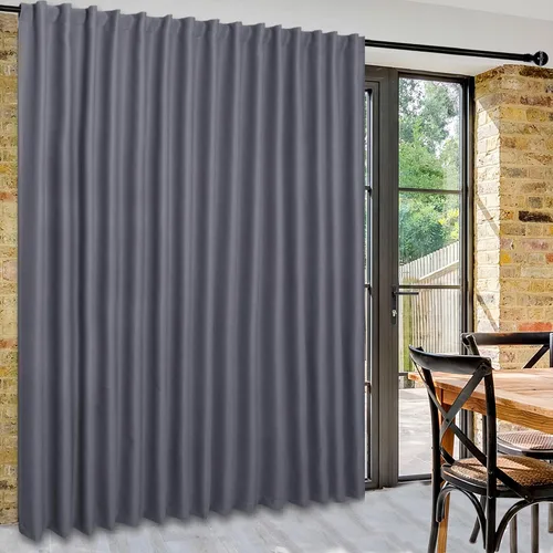 Vista 57 de DWCN Cortina opaca divisora de privacidad para puerta corrediza de patio, cortinas térmicas extra anchas con pestaña trasera y bolsillo para barra
