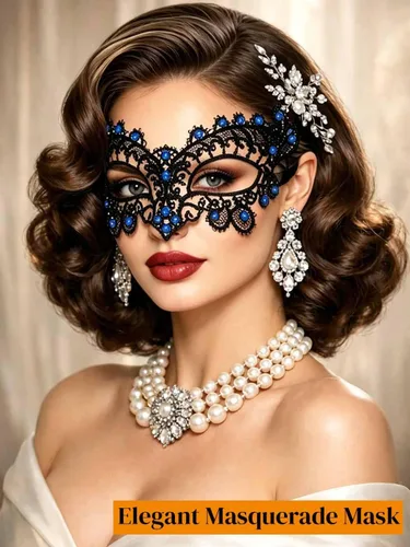 Vista 6 de Yalice Máscaras de plumas para mujer, con cristales brillantes, venecianos, de encaje, para disfraces, carnaval, Mardi Gras