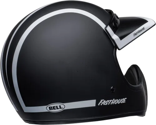 Vista 3 de Bell Moto-3 FH Old Road - Casco de motocicleta unisex para adultos, color negro mate/blanco brillante/blanco, M