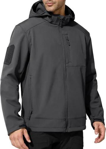 Vista 10 de FREE SOLDIER Chaqueta ligera con capucha impermeable para hombre, con forro polar, para invierno, con capucha, resistente al agua, para senderismo