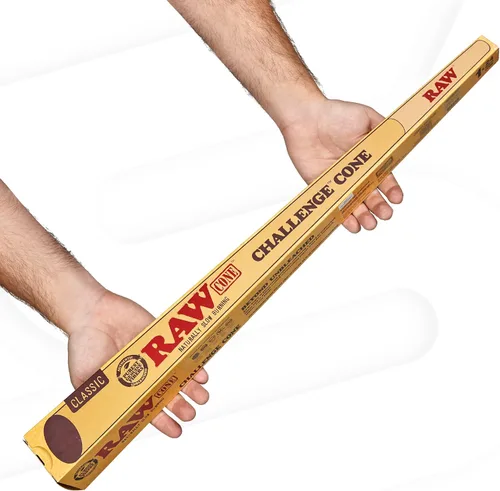 Vista 6 de RAW Classic Challenge Cono de 24 pulgadas, un cono gigante preenrollado, papel natural sin refinar vegano 2 pies de largo
