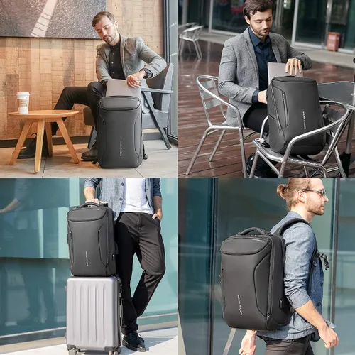 Vista 3 de Mozee - Mochila de negocios, bolsa impermeable para viajes y vuelos, compatible con laptops de 17.3 pulgadas con enchufe de carga USB