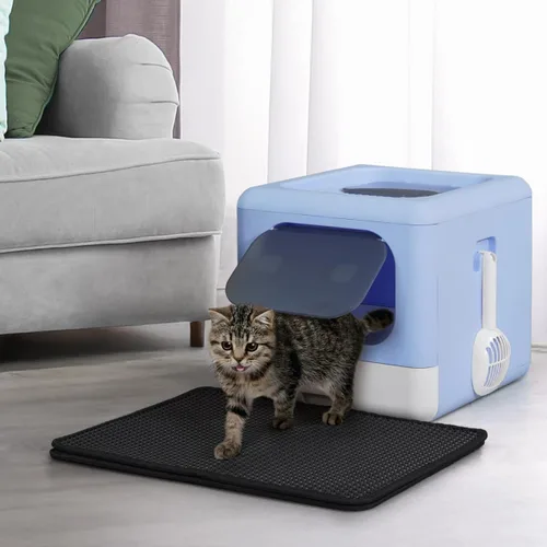 Vista 3 de BOWHAUS Caja de arena desmontable para gatos con tapa, inodoro de gatos 3 en 1, caja de arena para gatos de gran espacio anti-filtración con pala