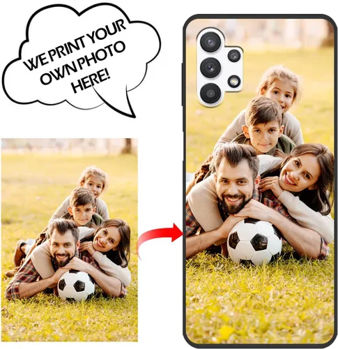 Vista 5 de Funda de teléfono con foto personalizada para Samsung Galaxy A32 5G, imagen/texto personalizados, funda negra delgada y suave, regalo único de nicho
