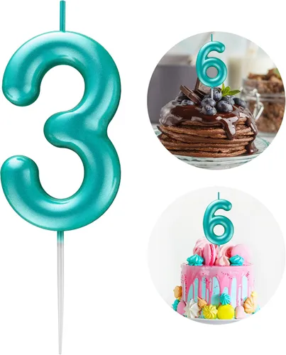 Vista 18 de Vela Azul Número 15 de Cumpleaños Velas 3D de Número para Pastel de Cumpleaños Decoración de Fiesta de Cumpleaños Suministros para Boda