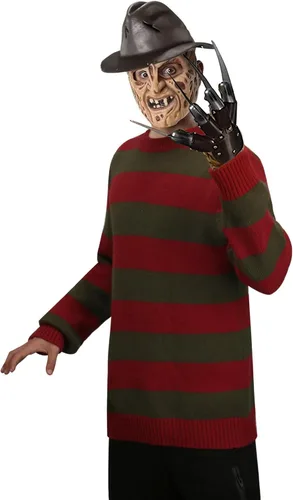 Vista 5 de Suéter Freddy de manga larga a rayas para hombre, diseño de pesadilla en el olmo, disfraz de Halloween