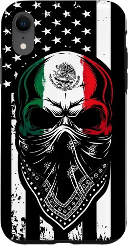 Vista 25 de Funda vintage para iPhone 17 con diseño de calavera mexicana de Estados Unidos y bandera mexicana del 4 de julio