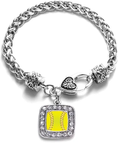 Vista 119 de Pulsera de dijes cuadrados de plata con joyería de circonita cúbica