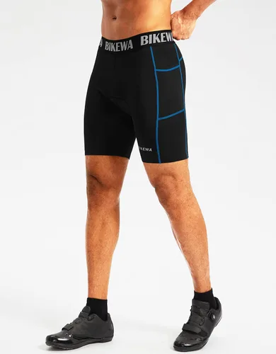 Vista 2 de Bikewa Pantalones cortos de ciclismo acolchados 3D para hombre, ropa interior de ciclismo de montaña para bicicleta MTB con bolsillos laterales