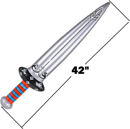 Vista 3 de Espada inflable de plata de 42 pulgadas, elegante y colorida, ideal para carnavales y fiestas