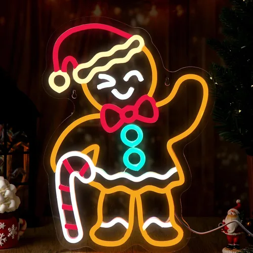 Vista 10 de Xuhal Letrero de neón de campana de Navidad, luces de neón de Navidad, señal LED iluminada por USB para decoración de pared, barra, sala de estar