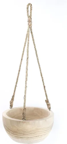 Vista 7 de CYS EXCEL Pequeña maceta colgante de madera de Paulownia con cuerda de yute para plantas de interior y suculentas