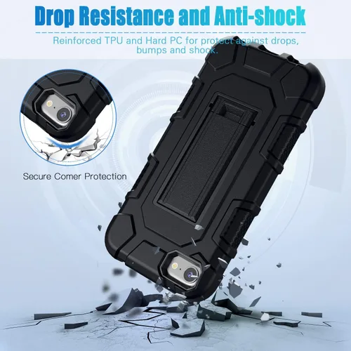 Vista 4 de ZoneFoker Funda para iPod Touch 7ª, 6ª y 5ª generación, resistente a los golpes, para Apple iPod Touch 7/6/5 generación, color negro