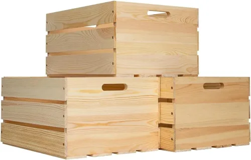 Vista 9 de 1 Pieza Caja Grande de Madera de Pino Para Almacenamiento, Cajas de Madera Natural Sin Terminar, 17" x 13" x 8.9" Las cajas de almacenamiento
