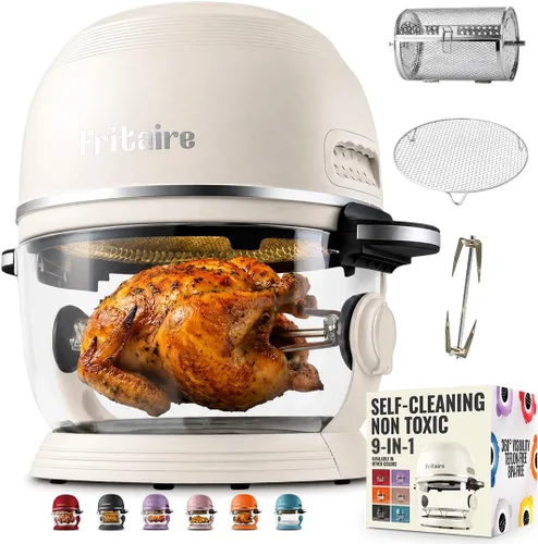 Vista 9 de Fritaire Freidora de aire de vidrio no tóxica, 9 en 1 Pro, asador Negro