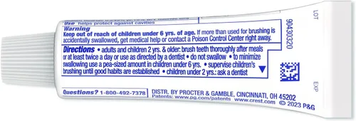 Vista 6 de Crest Cavity Protection Pasta de dientes regular, tamaño de viaje, 0.85 oz (24 g) - Paquete de 4