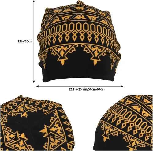 Vista 6 de Gorro africano holgado para adultos, tejido elástico, de calavera, gorro de invierno para exteriores para mujeres y hombres