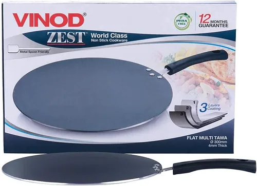 Vista 8 de Vinod Cookware - Plancha de cocina plana multi (Tawa) con base de inducción, sartén antiadherente 100% de aluminio con superficie antiarañazos