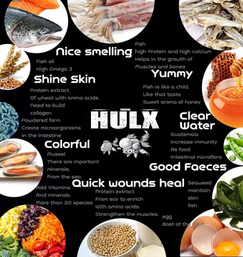 Vista 3 de HULX Goldfish - Pellets de hundimiento de alimentos para gran músculo y aumento de peso masivo, suero mezclado con alto contenido de proteínas, 60%