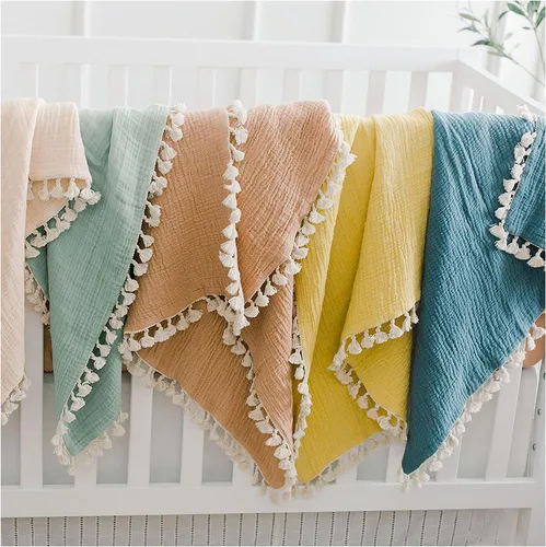Vista 3 de Crane Baby Manta de muselina para bebé, de algodón suave, ligera, para bebé, niños y niñas, Riverstone, 30 x 40 pulgadas