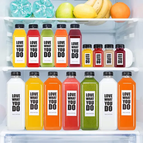 Vista 3 de Fhxtcygj 10 botellas de plástico de 33 onzas con tapas, contenedor de jugo con tapas, botellas de plástico vacías reutilizables transparentes a