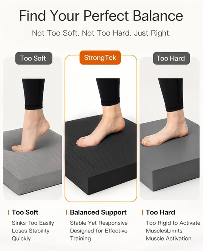 Vista 2 de StrongTek Almohadilla de equilibrio profesional de espuma para ejercicios, 15.8 x 13 x 2 pulgadas, rodillera de espuma TPE de alta densidad