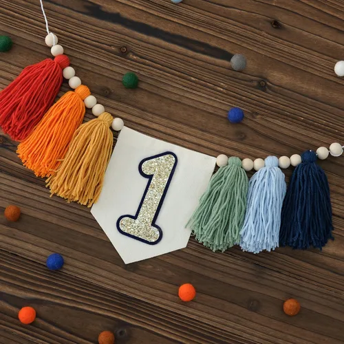 Vista 4 de Cartel de primer cumpleaños para silla de bebé, decoración de Multicolor
