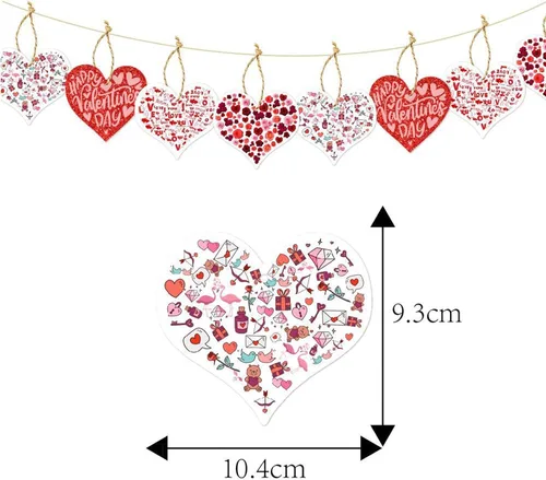 Vista 4 de Cartel de Feliz Día de Galentinos con purpurina roja, decoraciones de papel de fieltro, guirnalda de corazón, accesorios de fotos para decoración