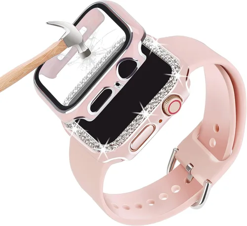 Vista 10 de Compatible para Correa de Apple Watch con Estuche 38mm 40mm 41mm 42mm 44mm 45mm 46mm, Correa de Silicona Suave Impermeable + Estuche Protector