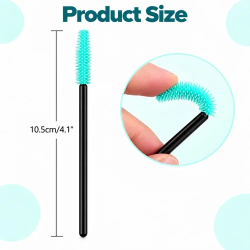 Vista 2 de G2PLUS Cepillos de pestañas de silicona, 100 cepillos de rímel negro y verde, varitas aplicadoras de cejas para maquillaje, cuidado personal