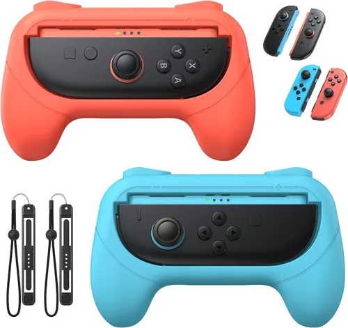 Vista 10 de [Switch 1/2 Compatible] FASTSNAIL Grips for Nintendo Switch 2(2025)/1&OLED for Joy-Con 2, Wear-Resistant & Anti-Slip Controller Grips Handle Kit