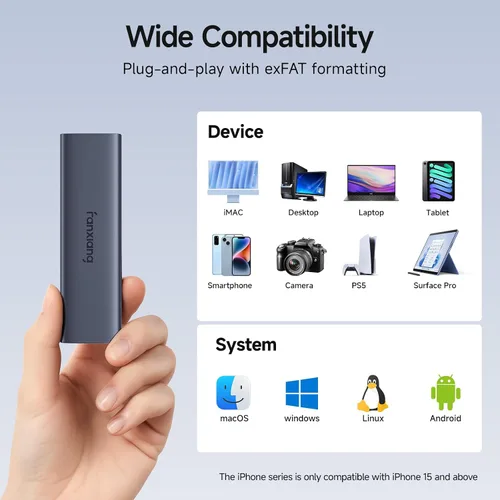 Vista 6 de SSD externo de 500 GB - Unidad de estado sólido externa SSD portátil